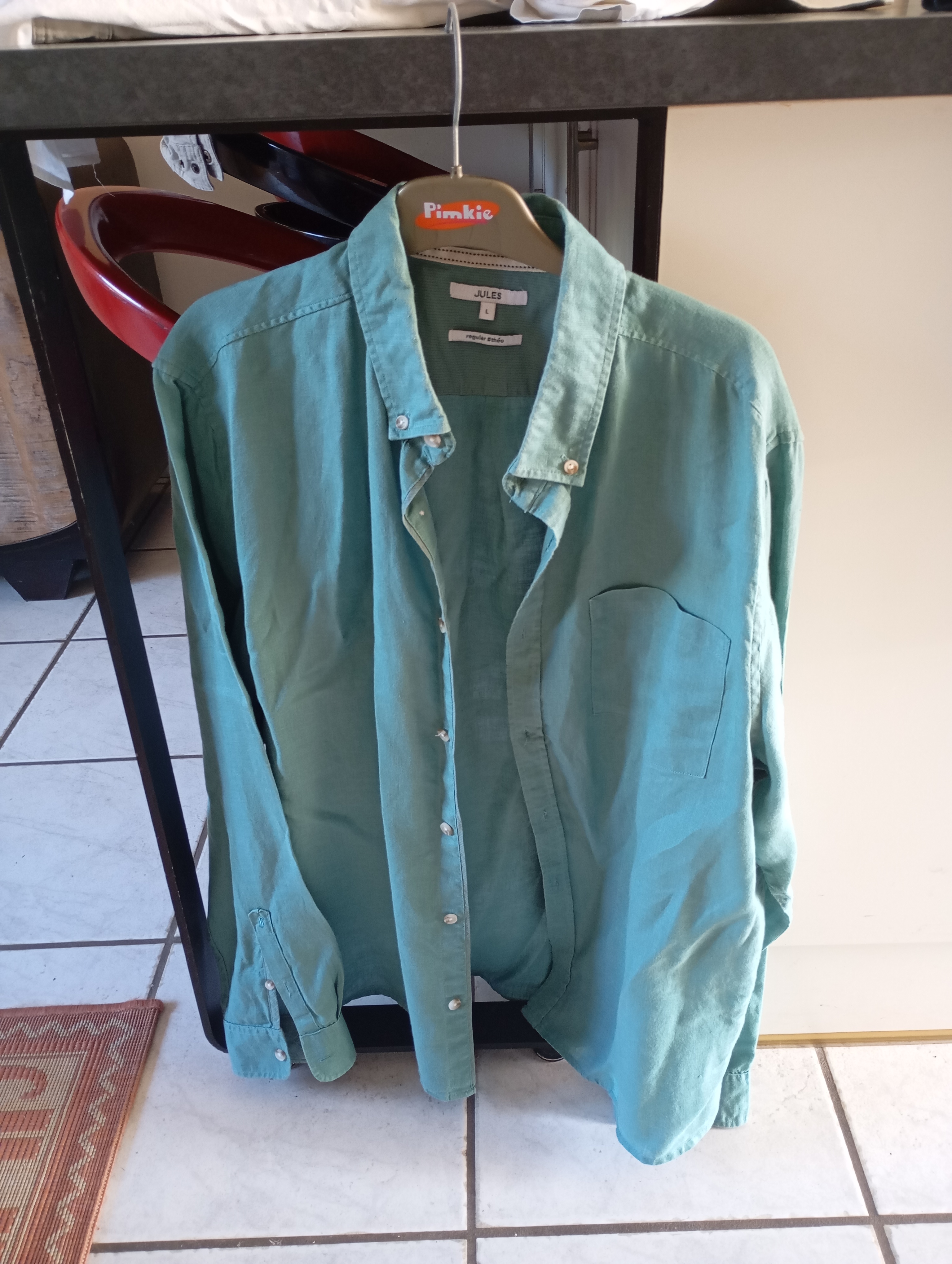 Chemise en lin homme verte
