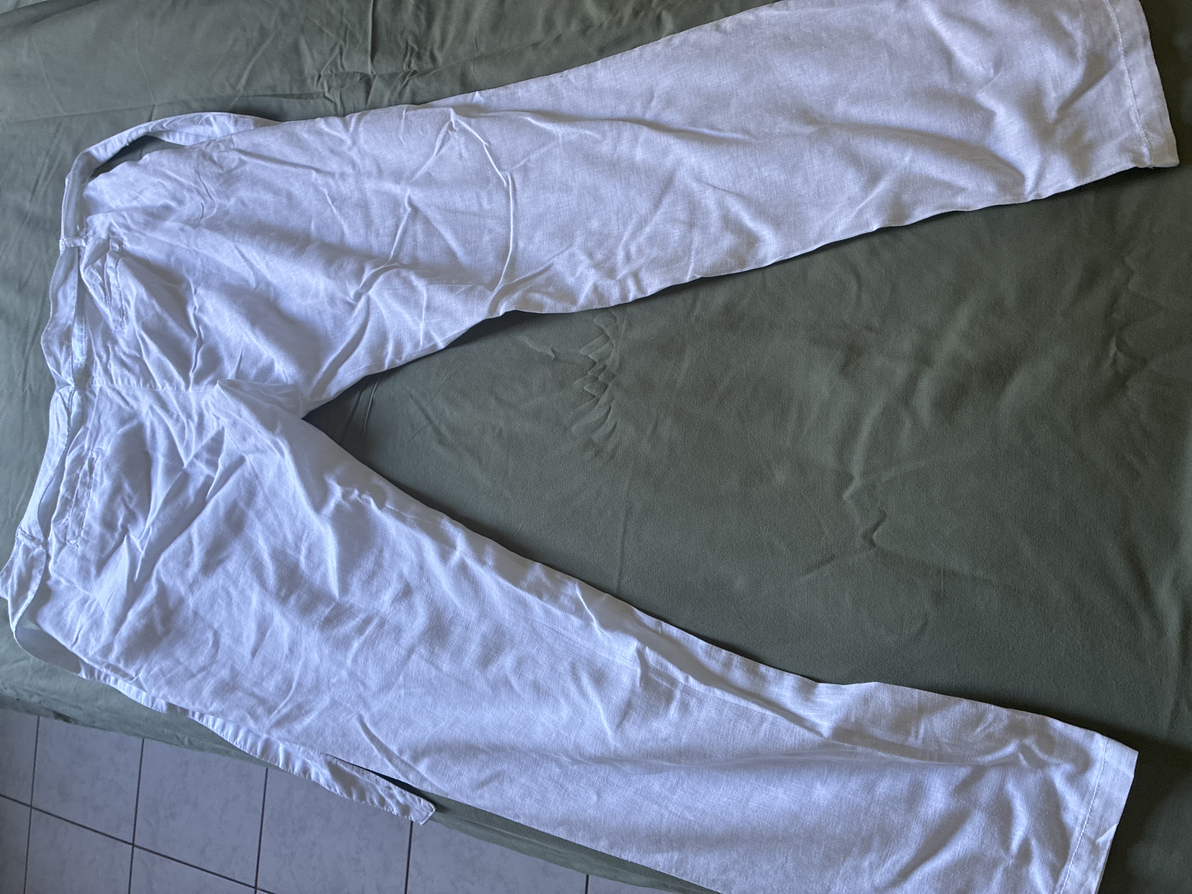 Pantalon blanc lin et coton taille 44