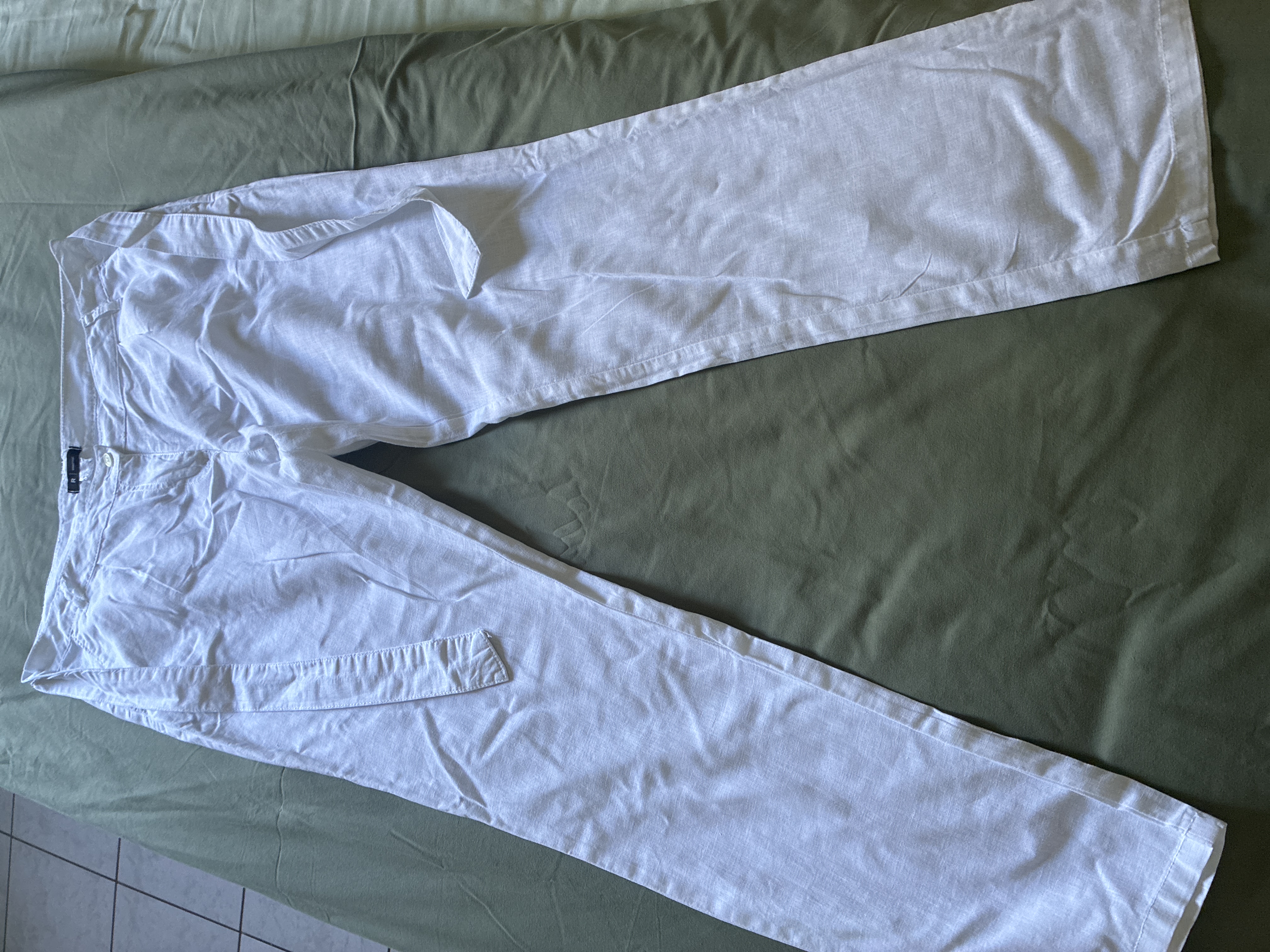 Pantalon blanc lin et coton taille 44