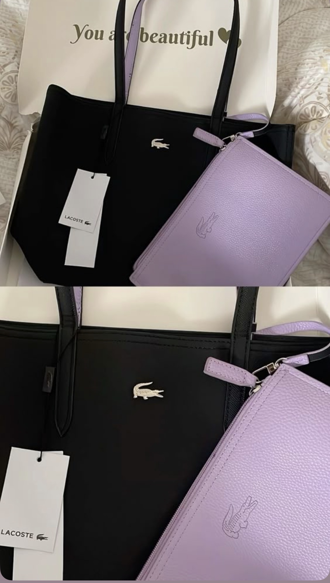 Sac irréversible noir/lilas Lacoste