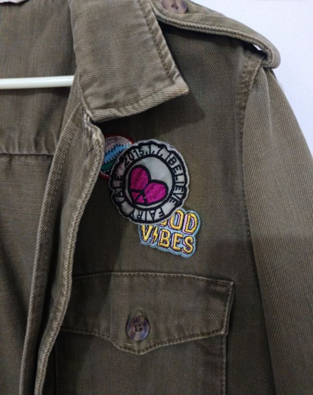 Veste en jean kaki