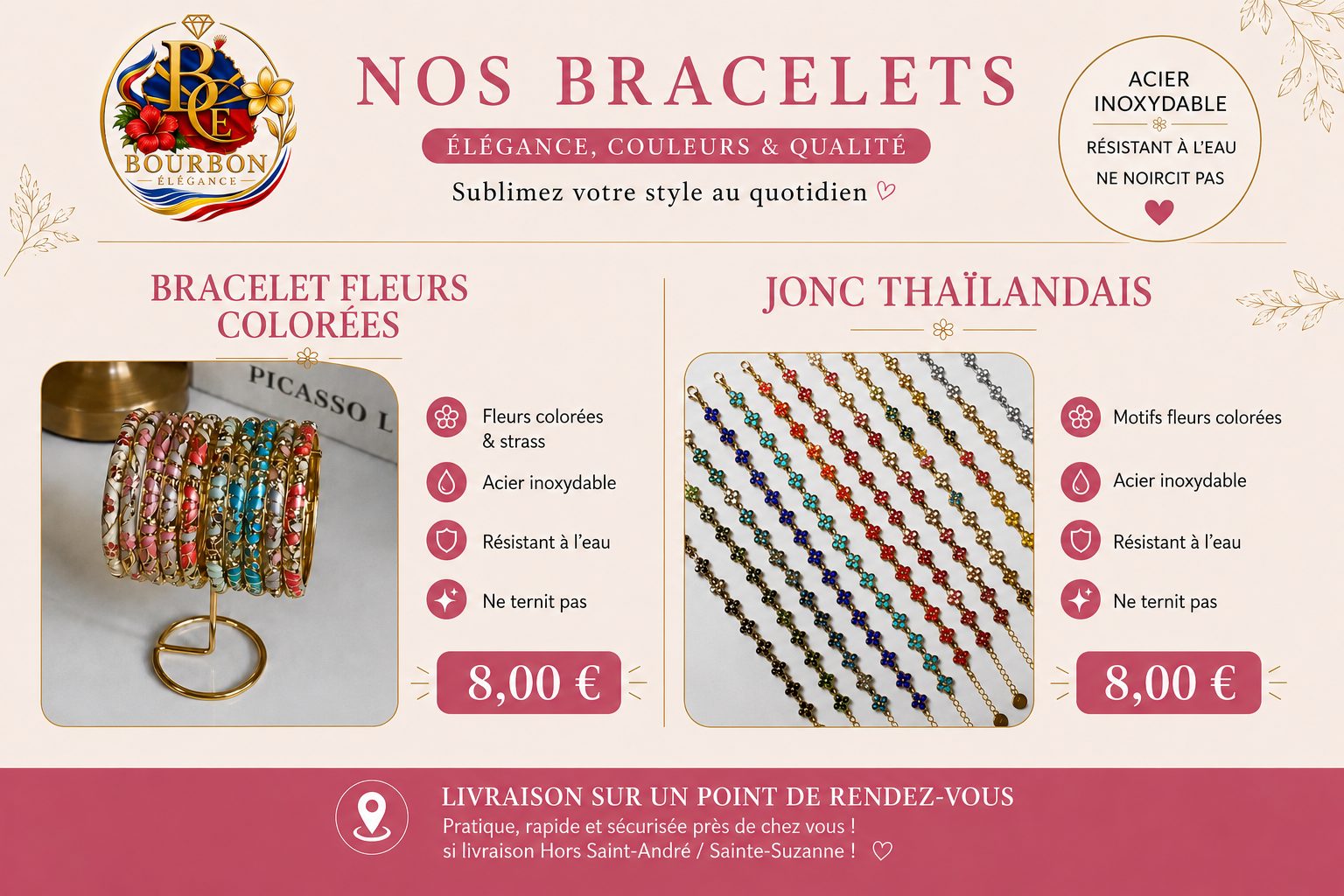 Jonc Thaïlandais & bracelet fleur