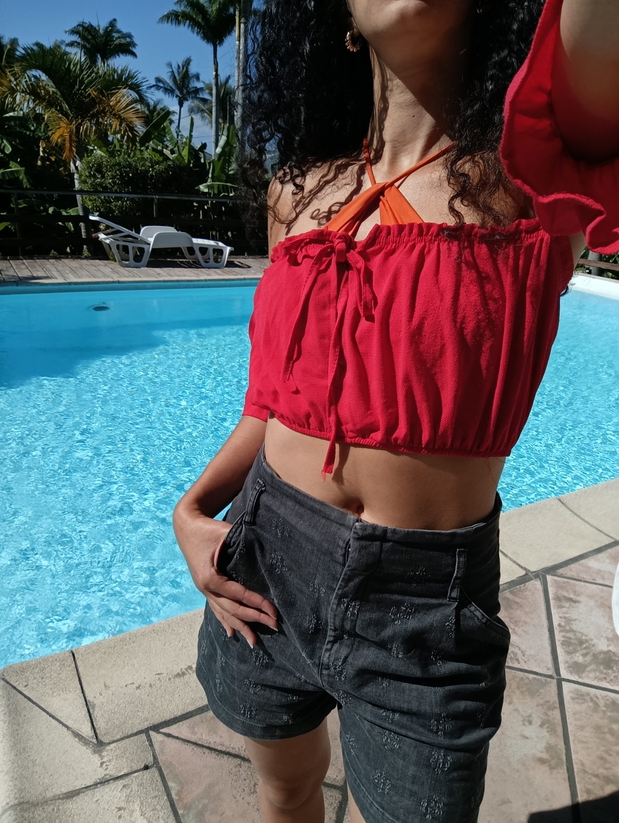 Haut crop top rouge