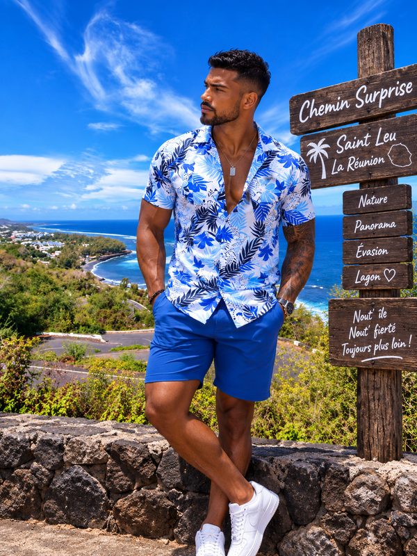 Chemise homme bleu tropicale 🇷🇪 — La Réunion