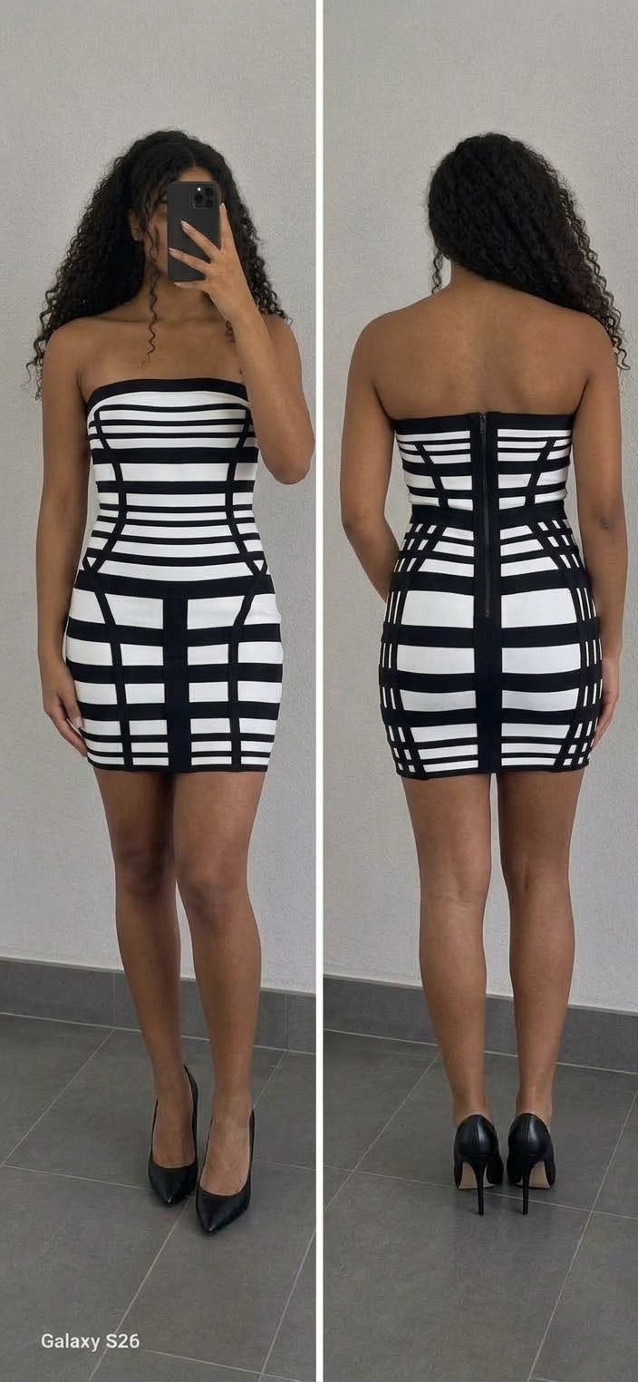 ✨ Superbe Robe Bandage Bicolore – Noir & Blanc (Taille S/M) ✨ — La Réunion