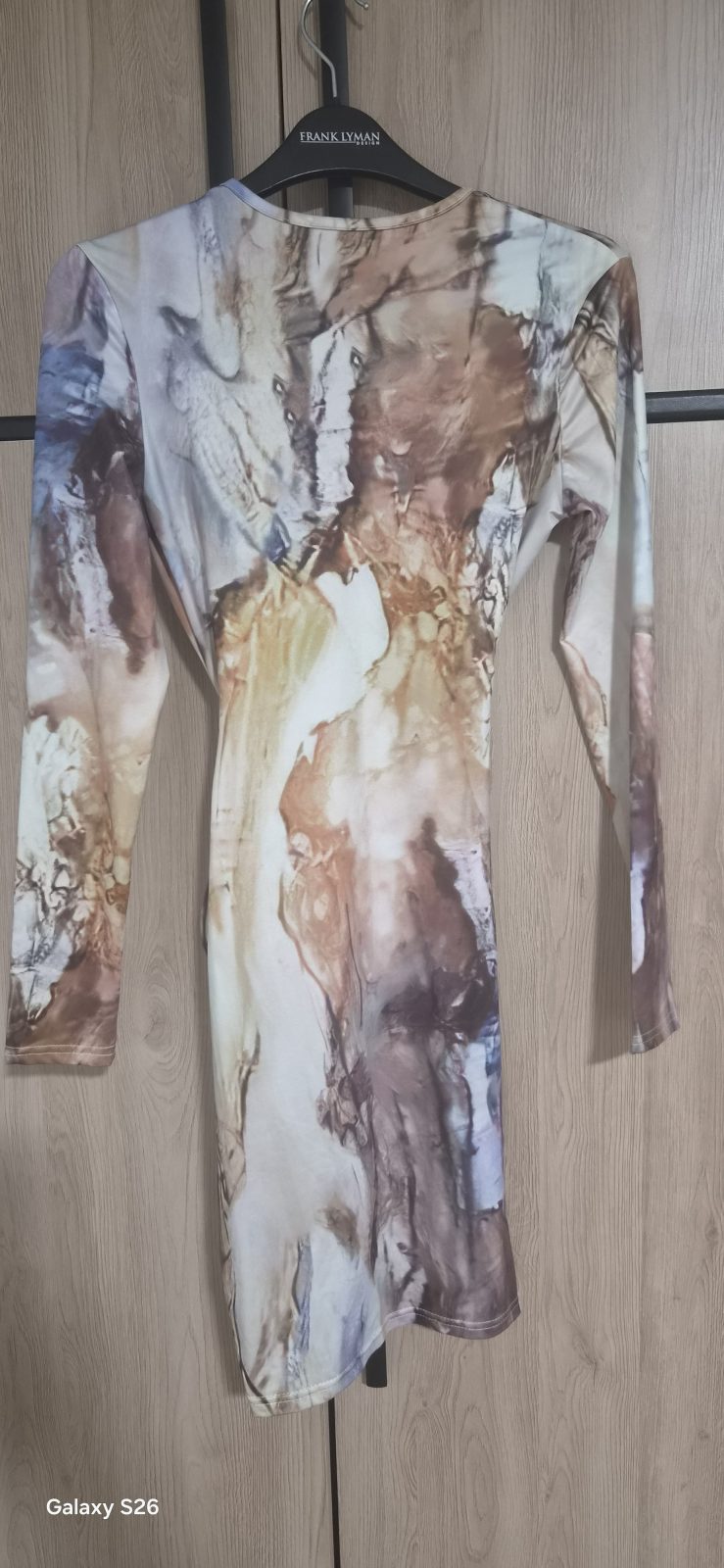 ✨ Sublime Robe Moulante Imprimé Marbré Abstrait ✨