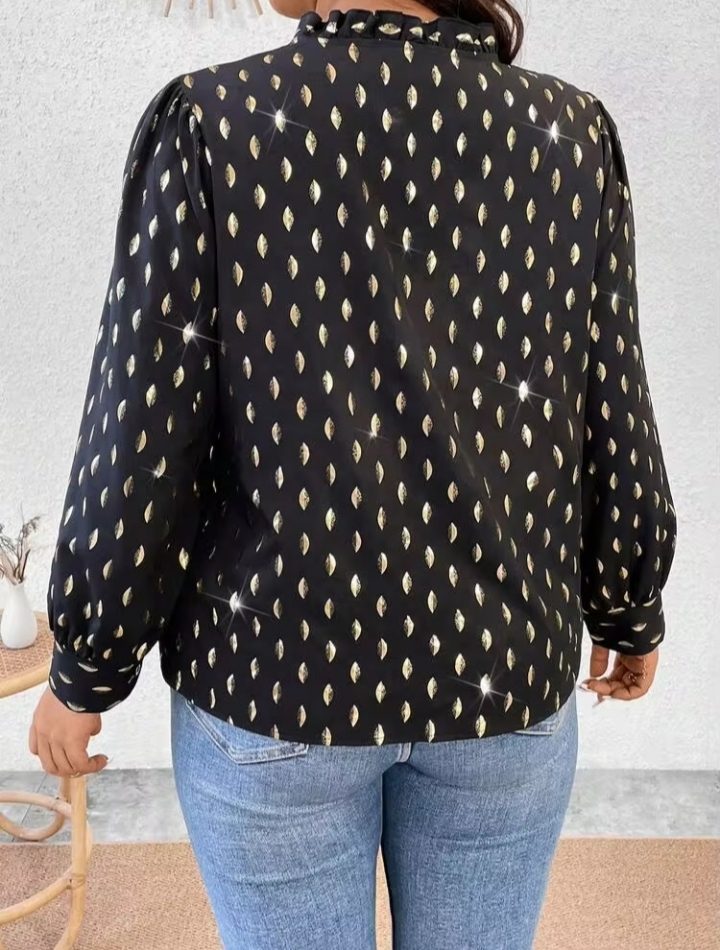 Chemise noire à points dorés