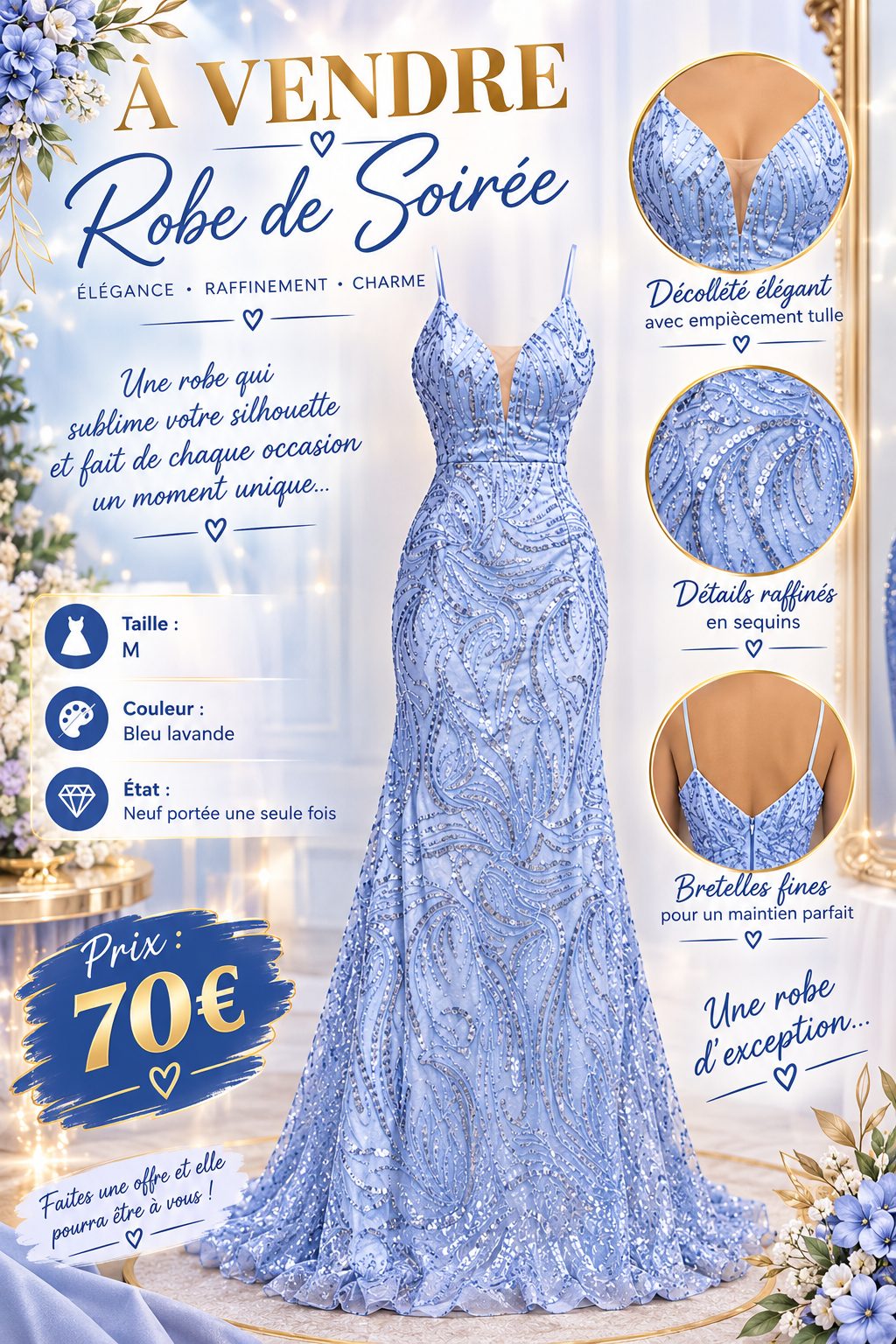 Vend magnifique robe de soirée — La Réunion