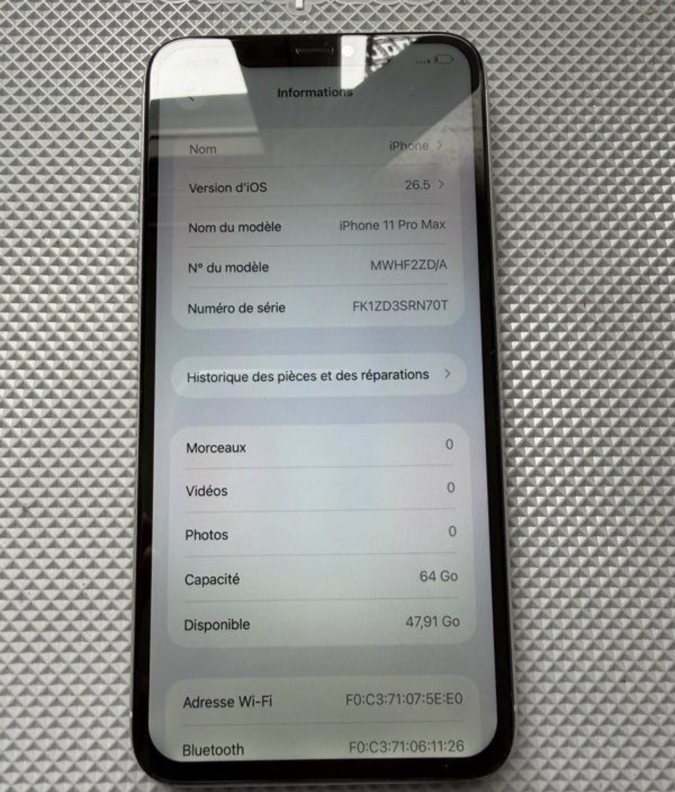 iPhone 11 Pro Max – 64 Go – blanc