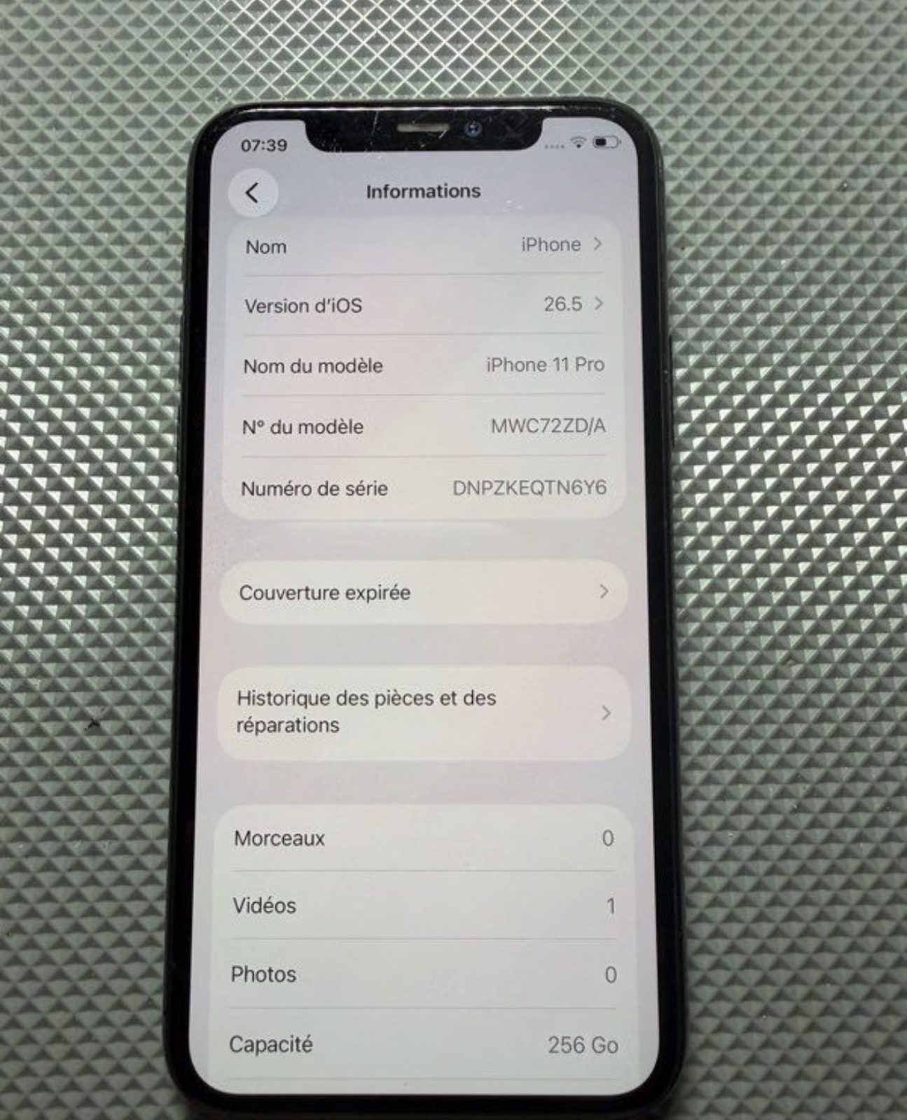 iPhone 11 Pro noir – 256 Go.