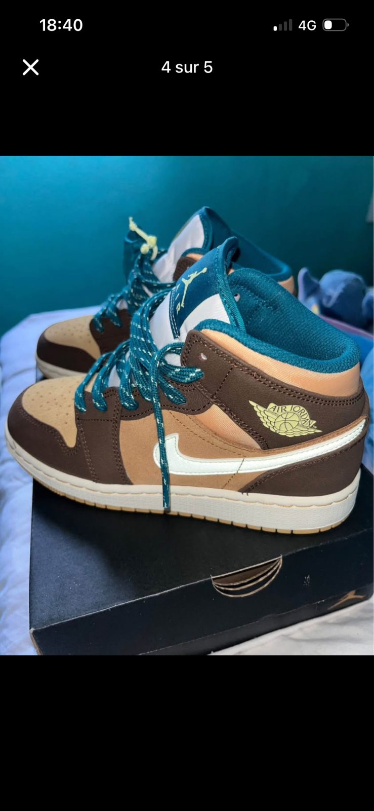 Air Jordan 1 Mid marron et bleu sarcelle, Nike