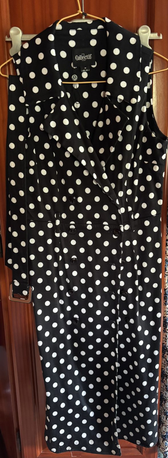 Robe chemisier noire à pois blancs