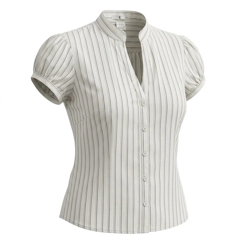 Chemise blanche élégante à rayures noires et dorées - Taille L / 40 / 12
