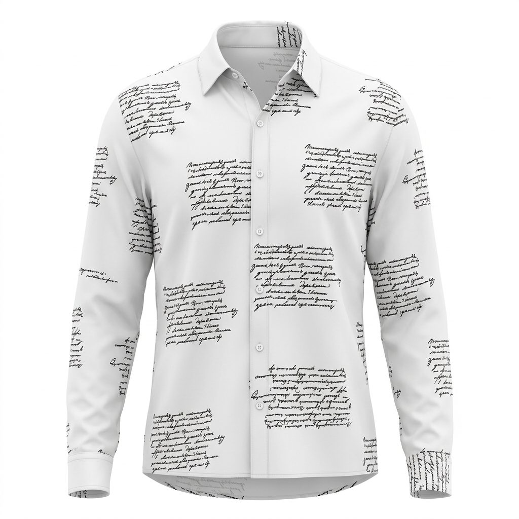 Chemise blanche fluide à écritures / tunique - taille M (38)