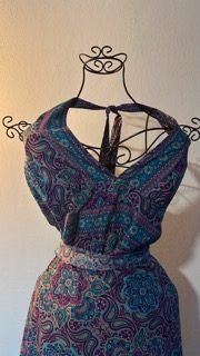 Robe portefeuille bleue à motifs - taille unique