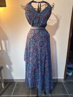 Robe portefeuille bleue à motifs - taille unique