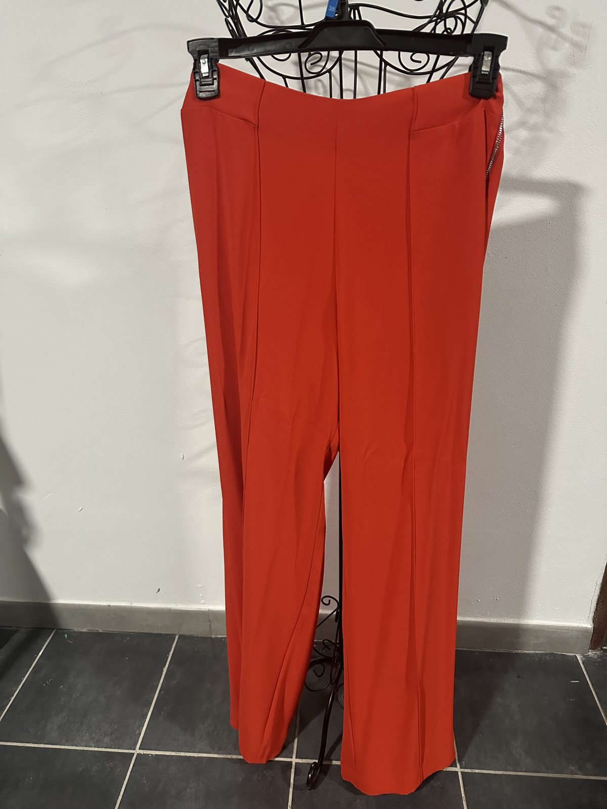 Pantalon tailleur rouge Morgan taille haute coupe droite - Taille 40 - Comme neuf