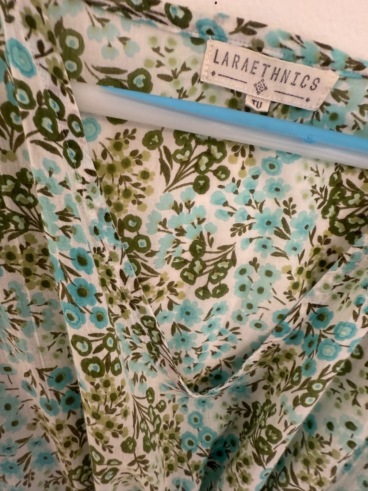 Robe longue fleurie bleu et vert Laraethnics