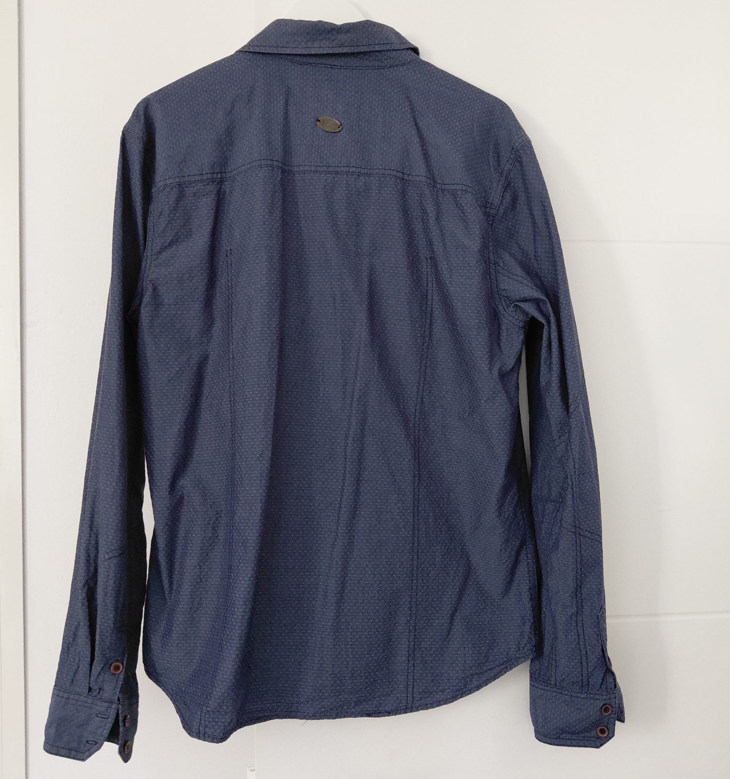 Chemise homme bleu marine à motifs, manches longues