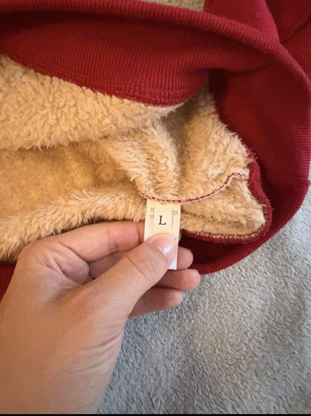 Sweat à capuche rouge doublé sherpa - taille L