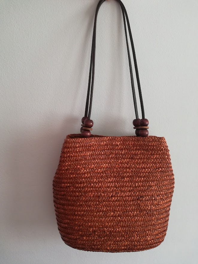 Sac en paille orange plage — La Réunion