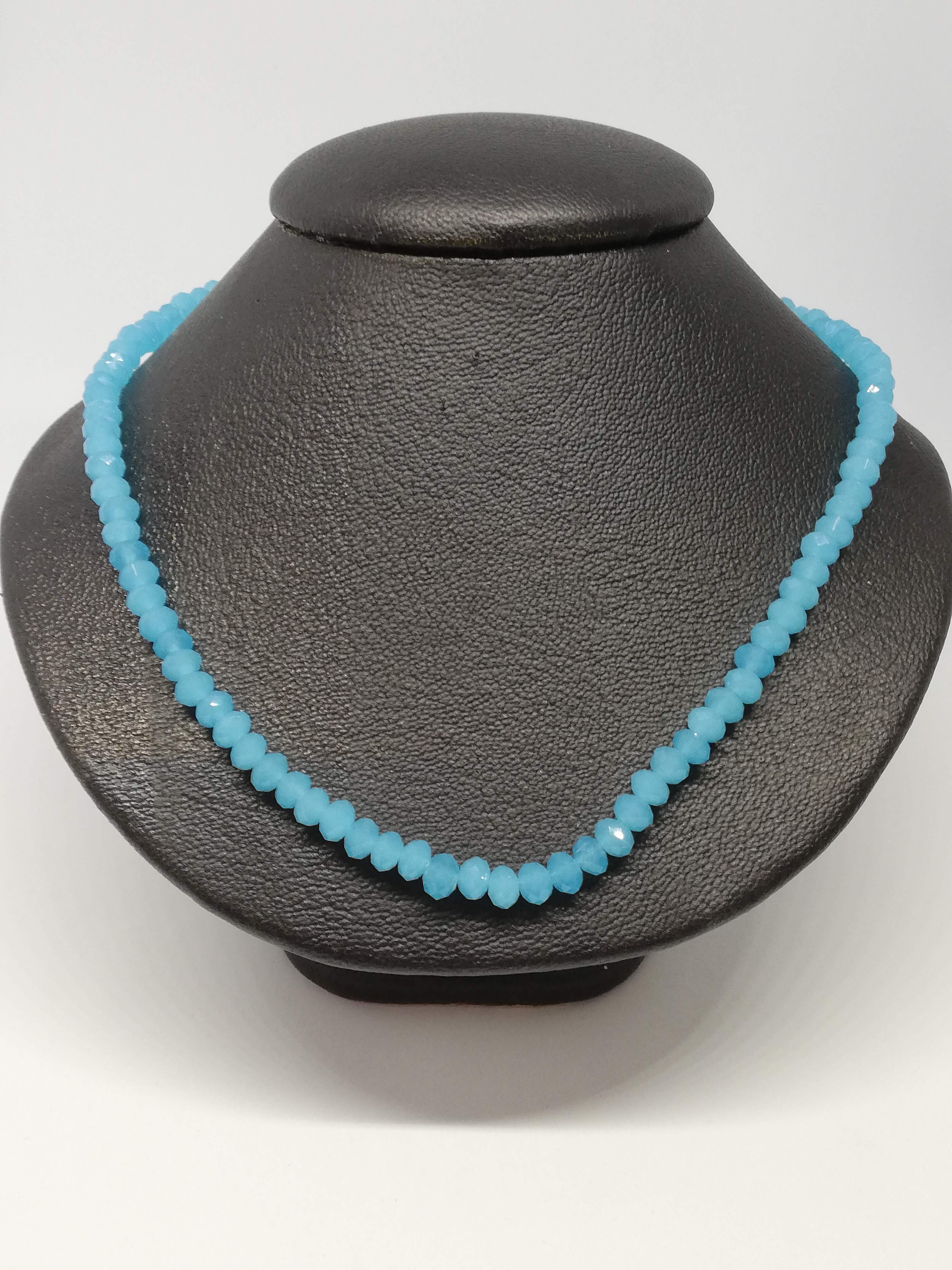 Parure perles de cristal ,bleu , collier + bracelet NEUF — Créatrice réunionnaise , fait main  — La Réunion