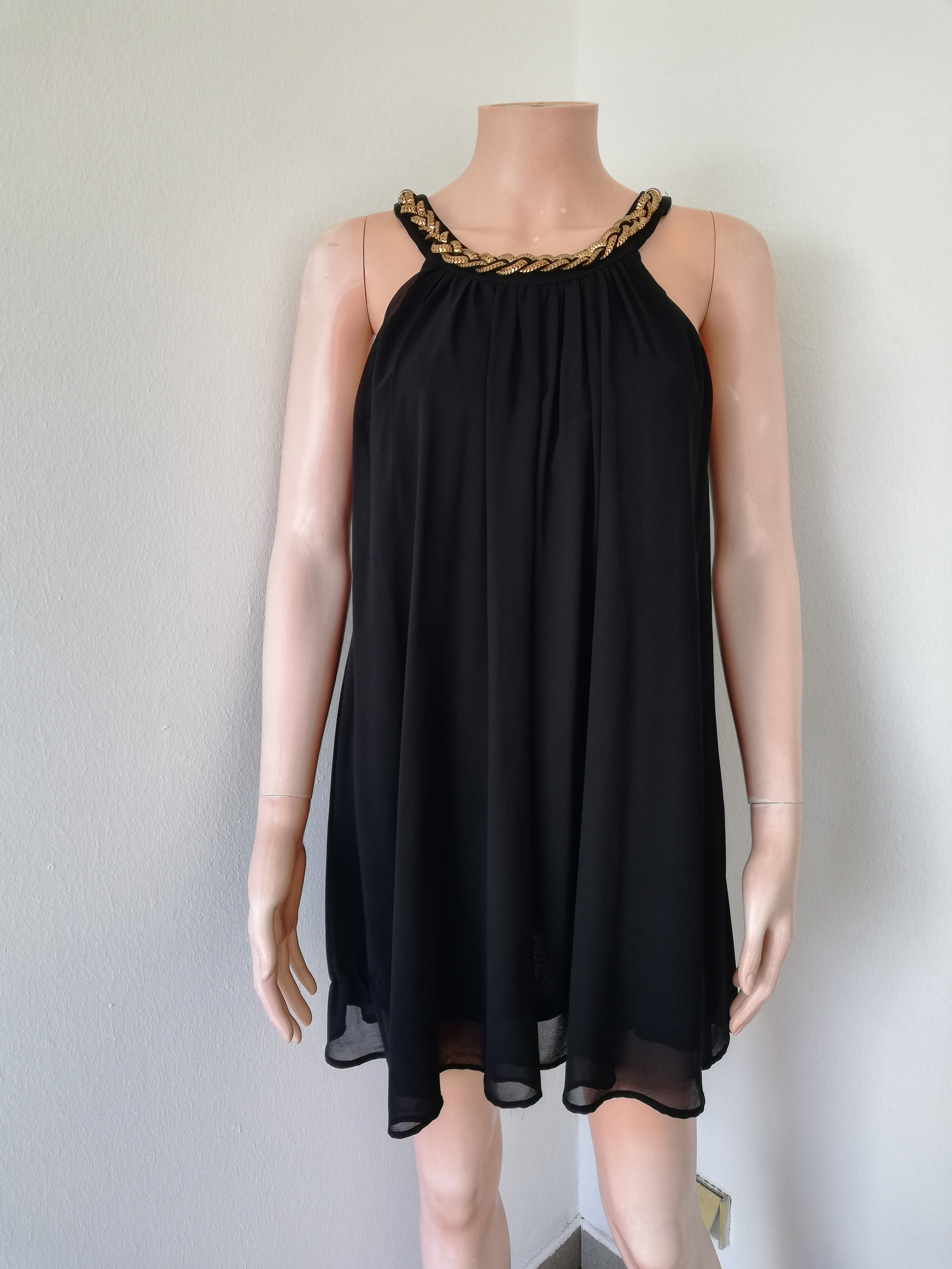 Robe femme Noir avec tresse doré T36 — La Réunion