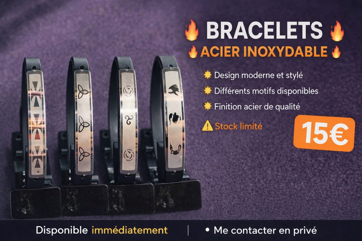 Bracelet en Acier Inoxydable et Silicone