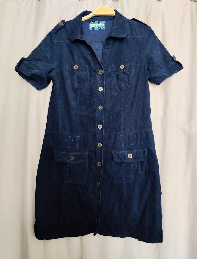 Robe bleu marine velour cotelé TM/L  CACHE CACHE — La Réunion