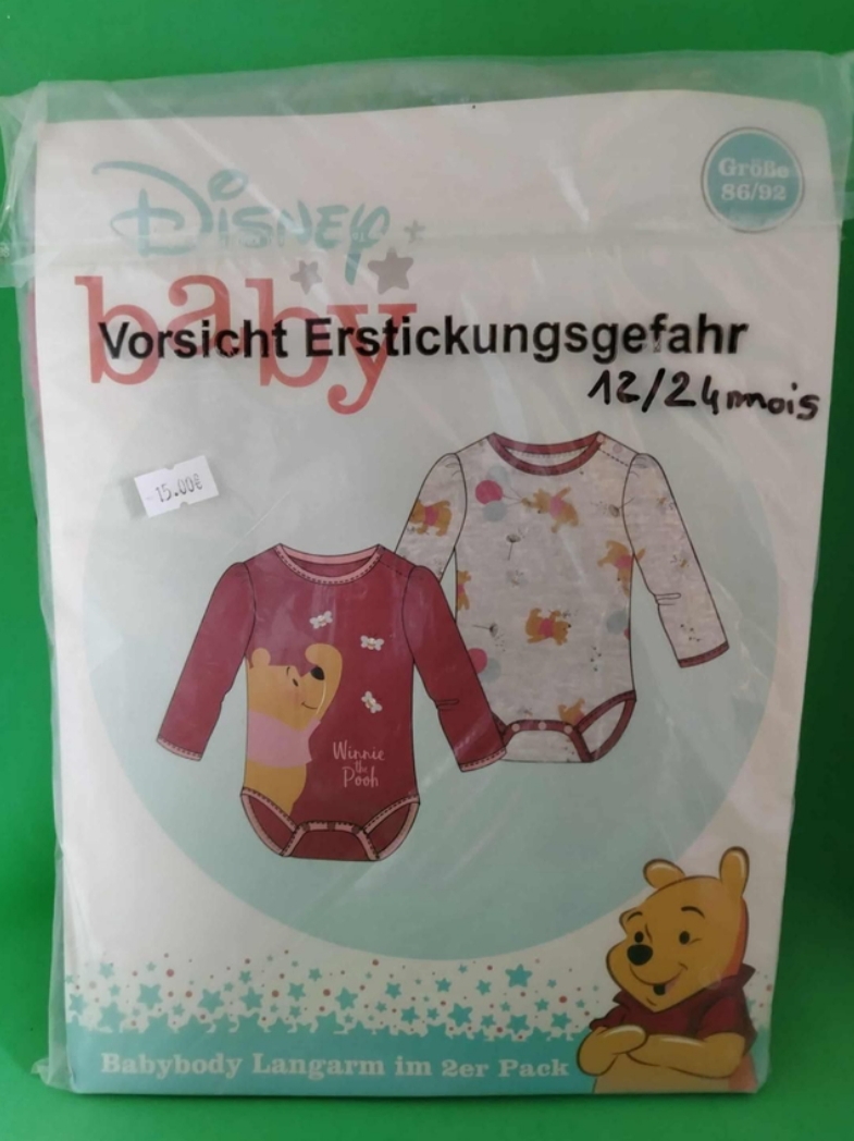 Lots de 2 Bodies manche longue Disney (Winnie l'ourson) — La Réunion